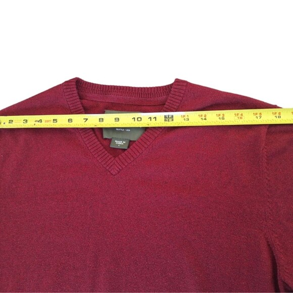 Eddie Bauer Cotton and Cashmere V-Neck Sweater Pullover Maroon Men size Large - Picture 11 of 12